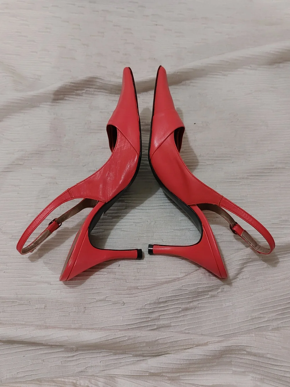 Women's Pointed Slingback Heels in Coral Pink Size 39